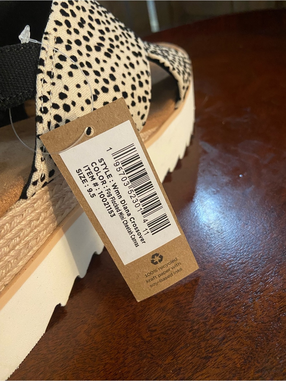 Toms Black & White Speckled Platform Slingback Sandal - Picture 3 of 6